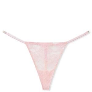 Victoria’s Secret Shine Back Strap Lace Thong Panty Sz M Pink